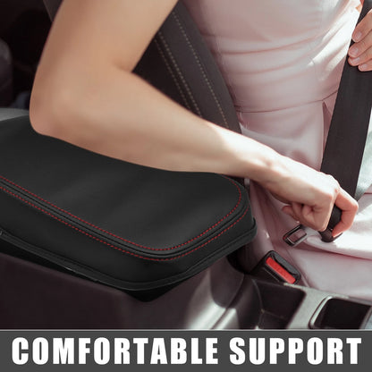Armrest Seat Box Cover Protector Black Pad Red Line for Nissan Sentra (13-19)