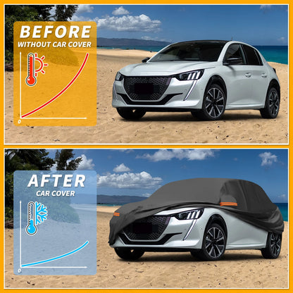 Waterproof Car Cover for Peugeot 208 Black (190T-PU) (2012-2023)