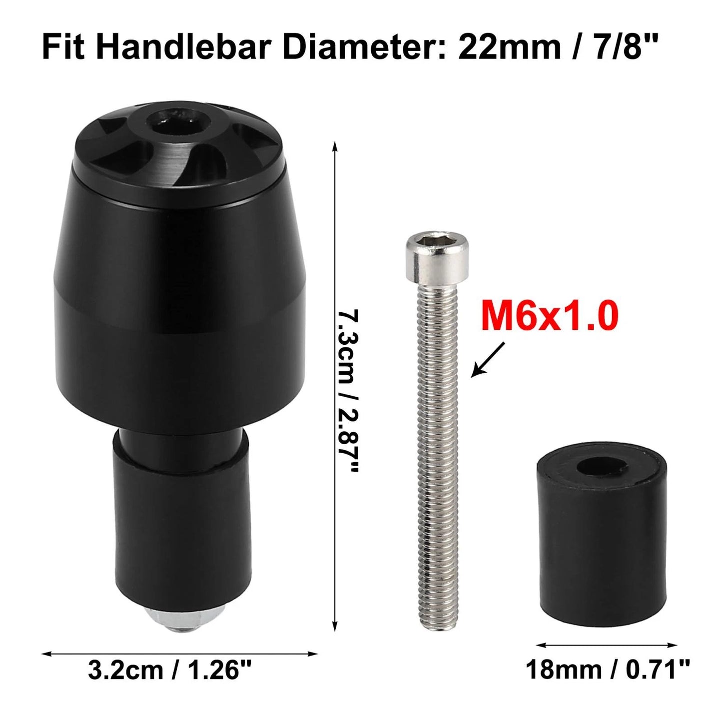 1 Pair / 7/8in 22mm / Handlebar End Plugs Aluminum Black for Motorcycle
