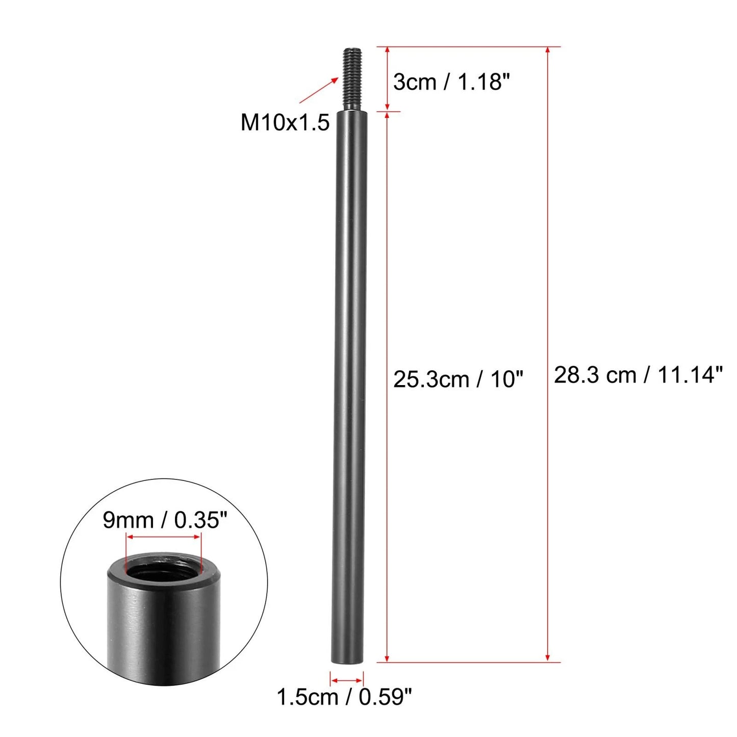 10" Gear Shift Knob Extender for Honda M10X1.5 Black  1 x PC