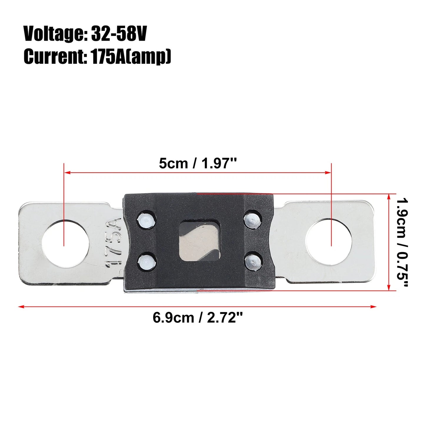 Fuse Holder / 2 x 175A 32V / for Automotive Truck Motorcycle Boat Audio