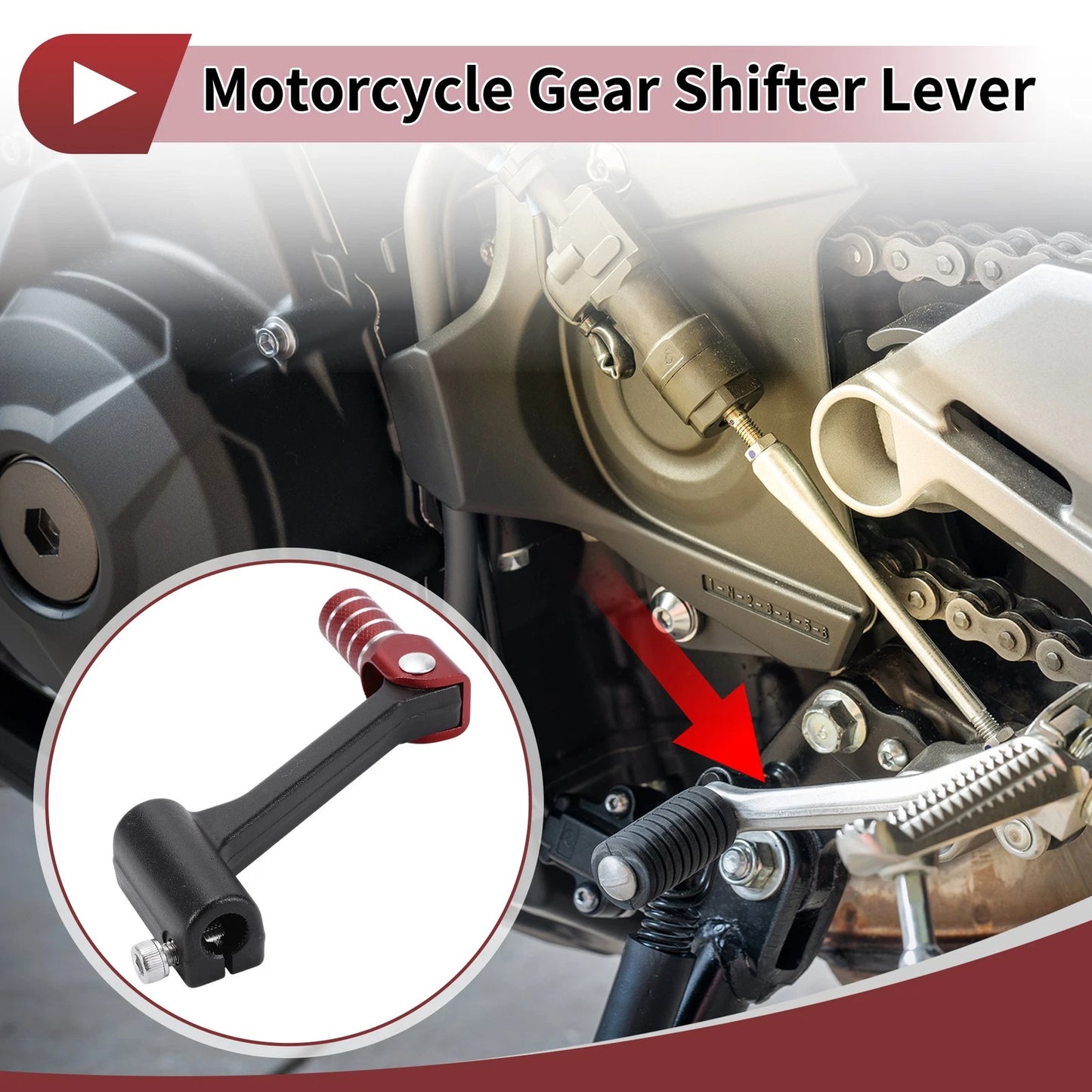Folding Gear Shifter Lever for Bosuer Cheetah Black Red