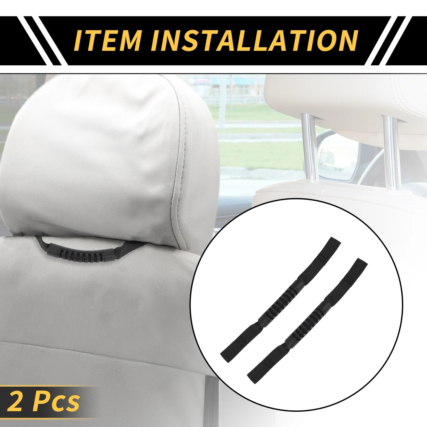 2 x Headrest Grab Handles for Jeep Wrangler (2011-2023) Black