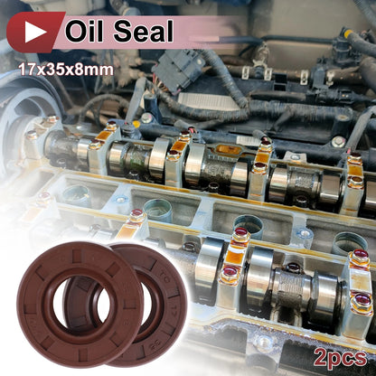 Oil Seal 2 x Seal Ring Rotary Shaft Seal FKM Rubber 17x35x8mm Brown