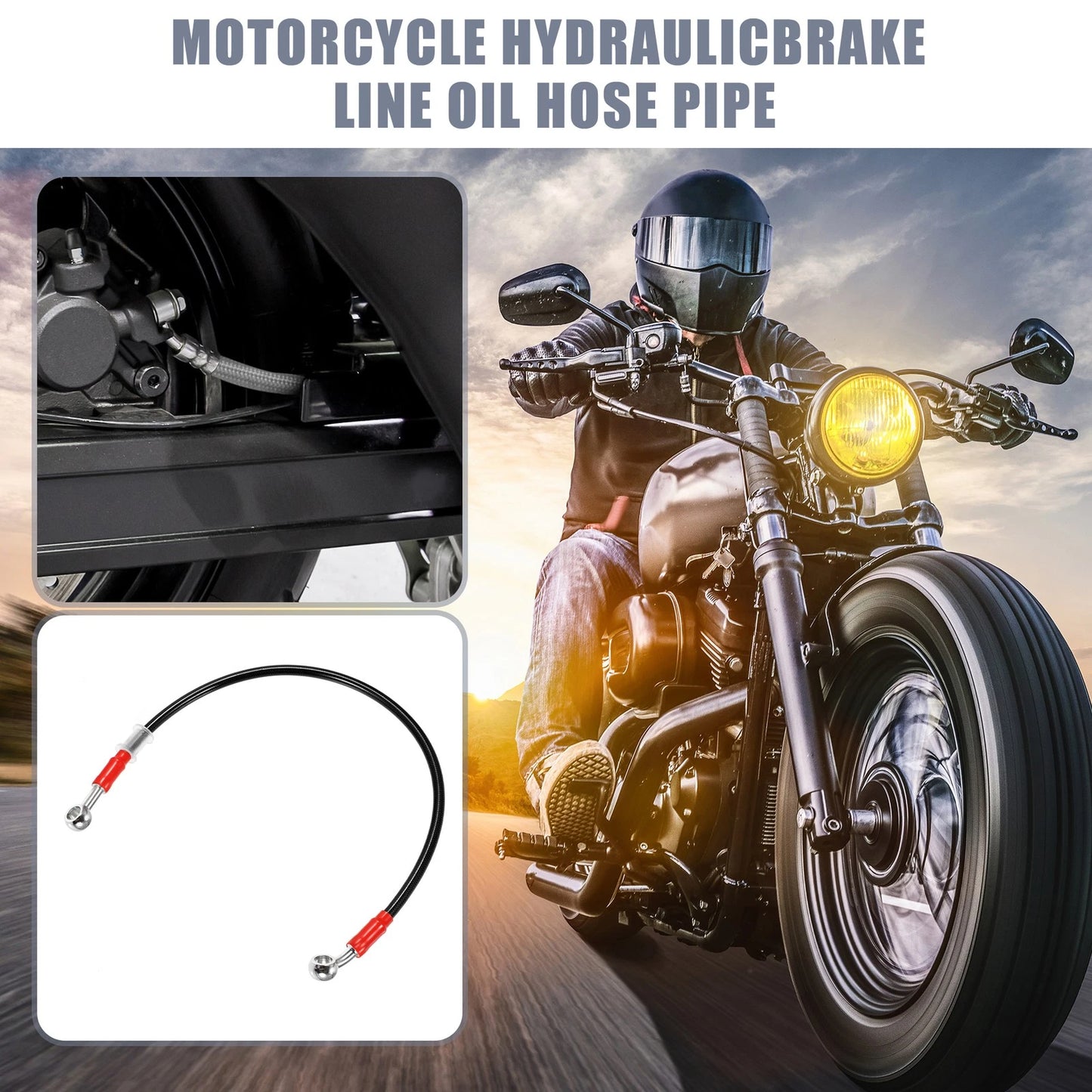 50cm 10mm Motorcycle Hydraulic Brake Line 28° Black for Make Model