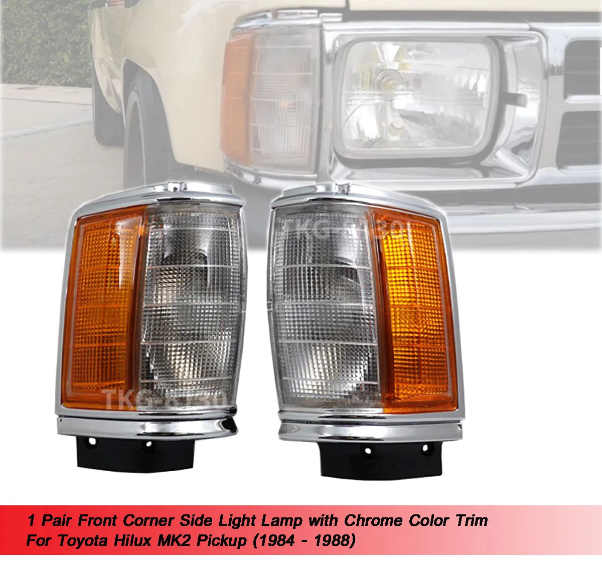 Front Corner Side Light Lamp Chrome for Toyota Hilux Ute(1984-1988)