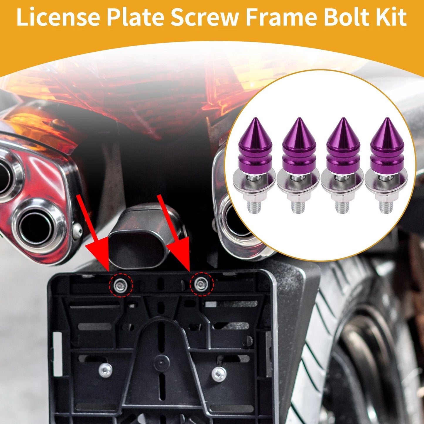 Universal M6 License Plate Screws Cover 45mm Purple 4 Pcs for Motorcycle