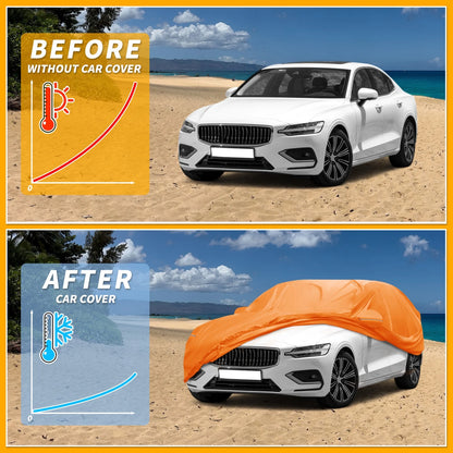 Waterproof All Weather Car Cover for Volvo S60 (210D-PU, Orange)