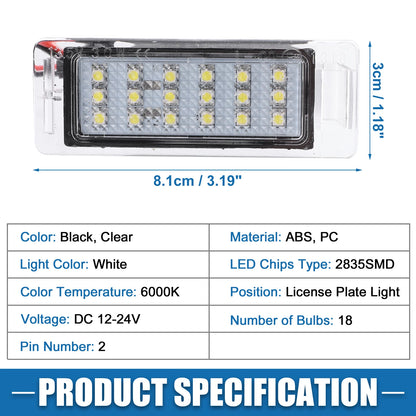 Pair White LED Car License Plate Light Assembly for Chevy