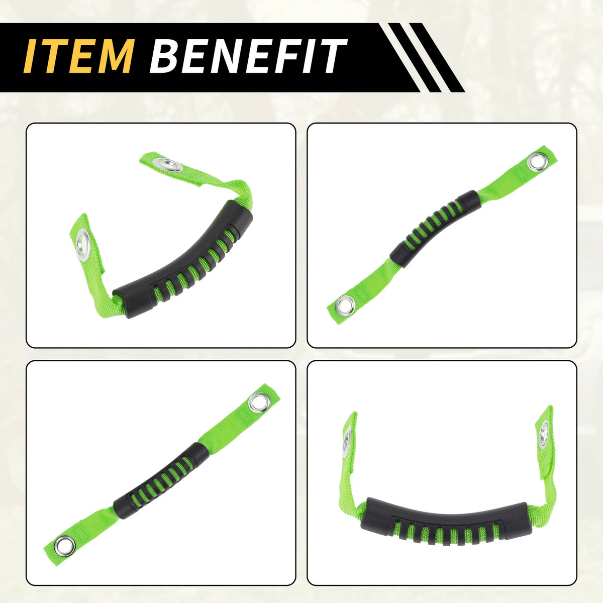 2 x Roll Bar Grab Handles for Jeep Wrangler Roof Rope Handle Green