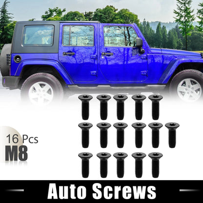 16 x Auto Screws for Jeep Wrangler CJ7 YJ TJ Tailgate Door Bolts (1976-2006)