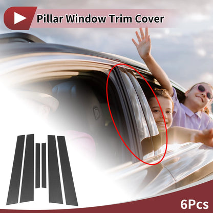 6 x Car Door Pillar Window Trim for Nissan Maxima (2004-2008) Black Carbon Fiber