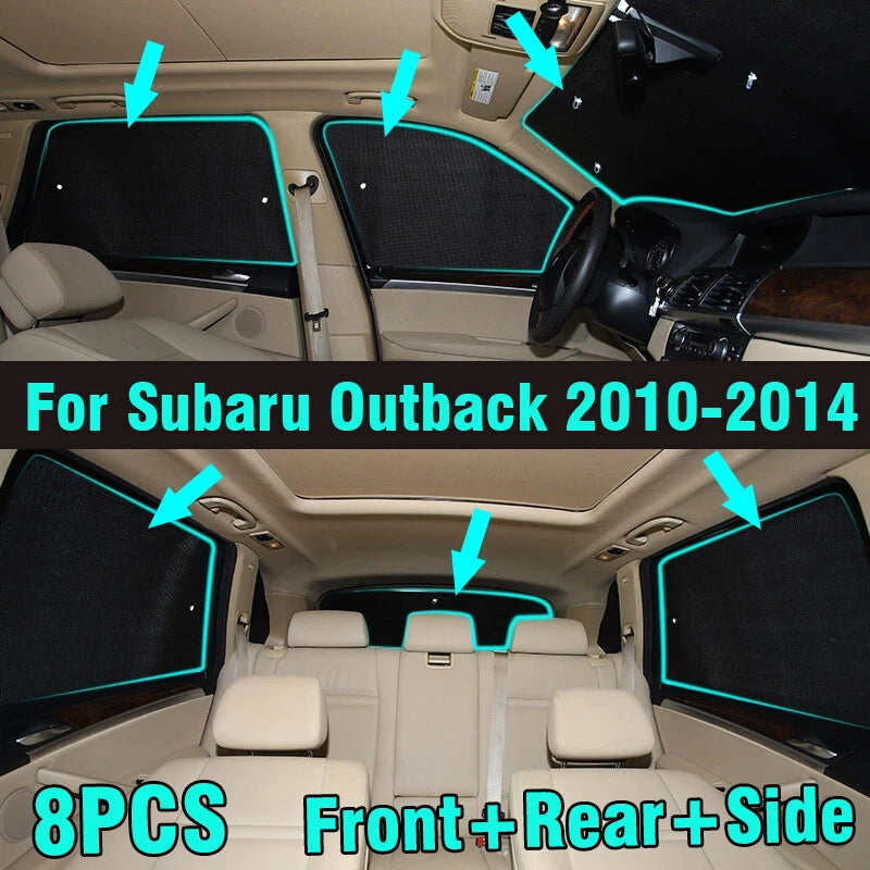 8X Front Rear Window Sunshade for Subaru Outback (2010–2014)
