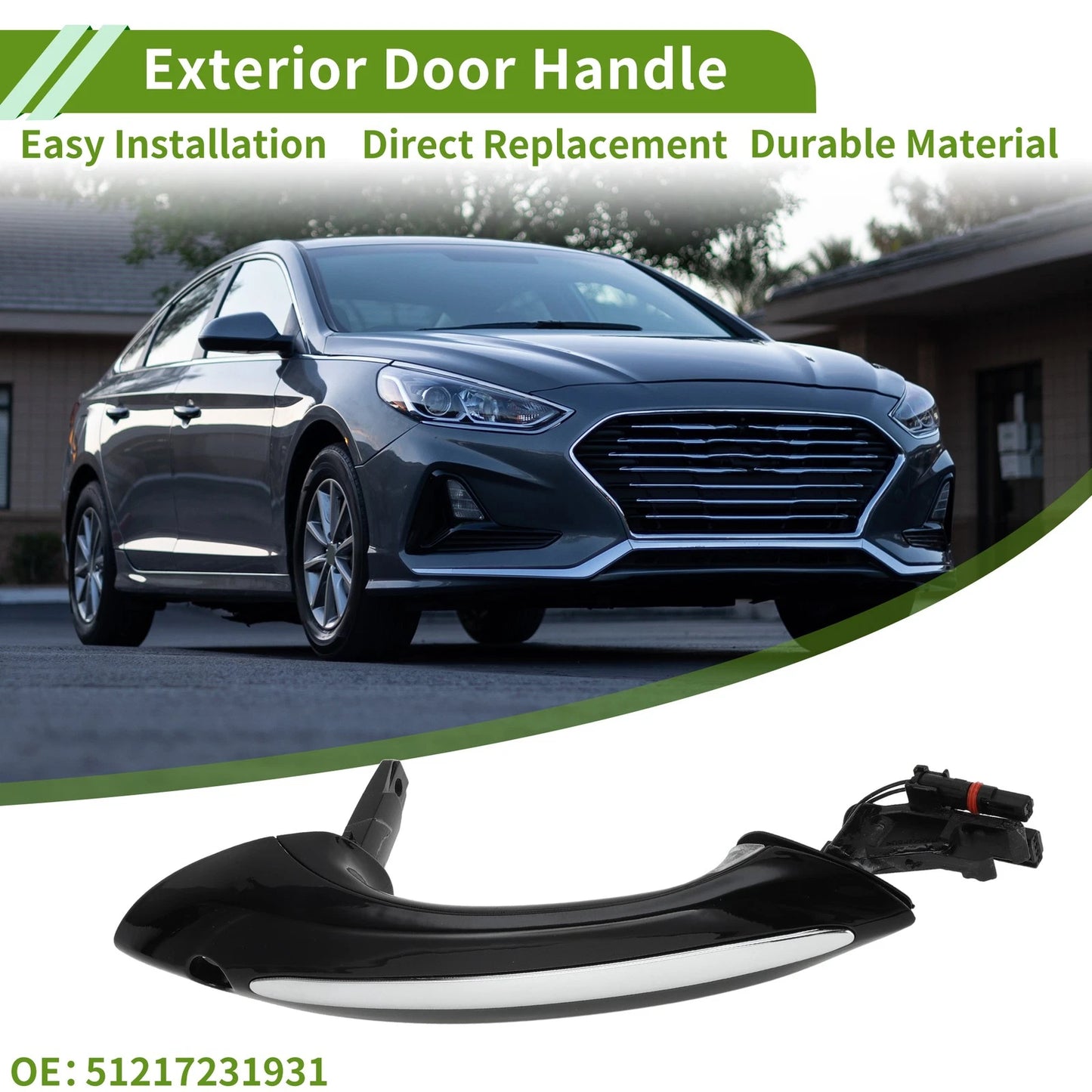 Exterior Door Handle for BMW F07 Front Left - Silver Tone Black