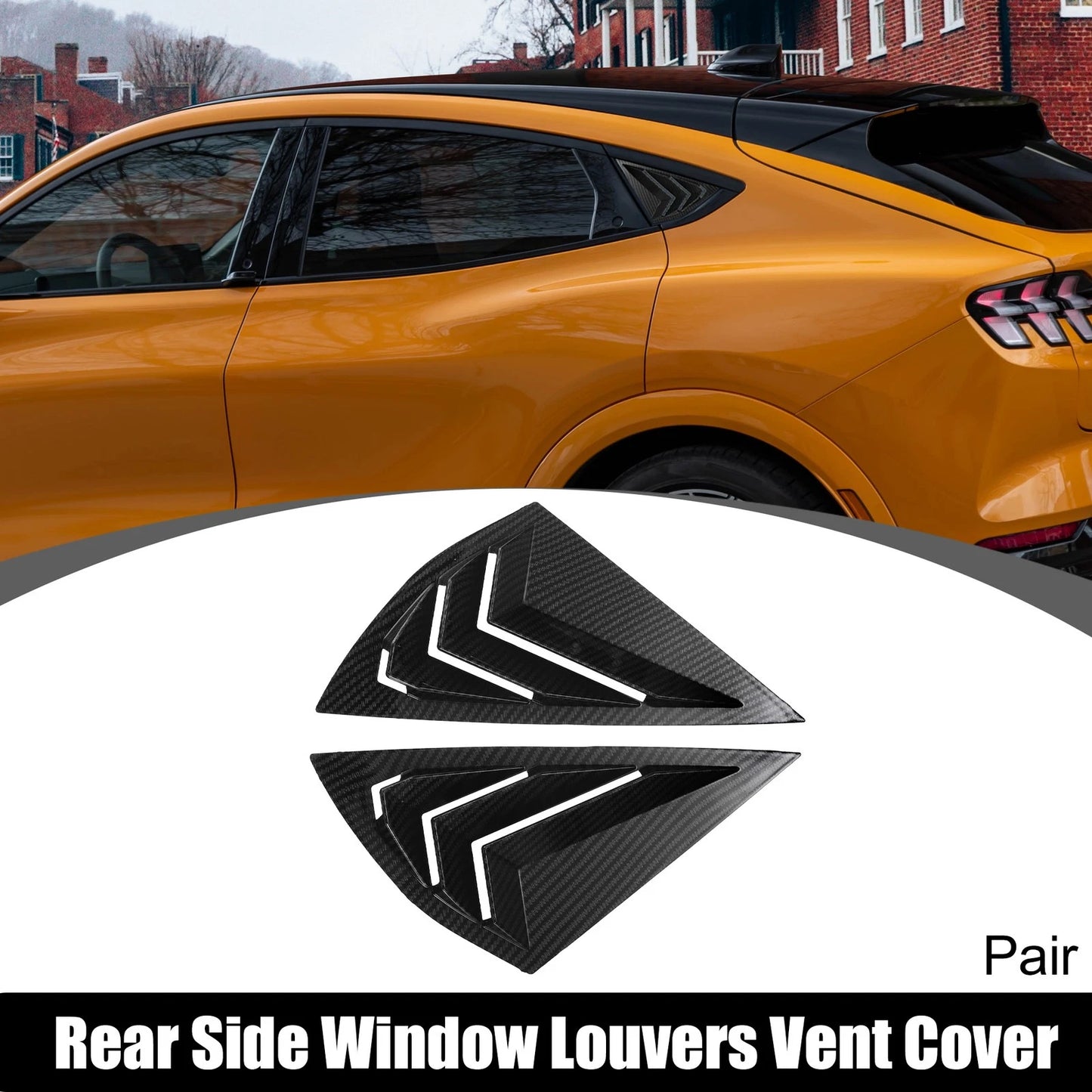 Rear Side Window Louvers Vent Covers for Ford Mach-E (2021-2022) Carbon Black