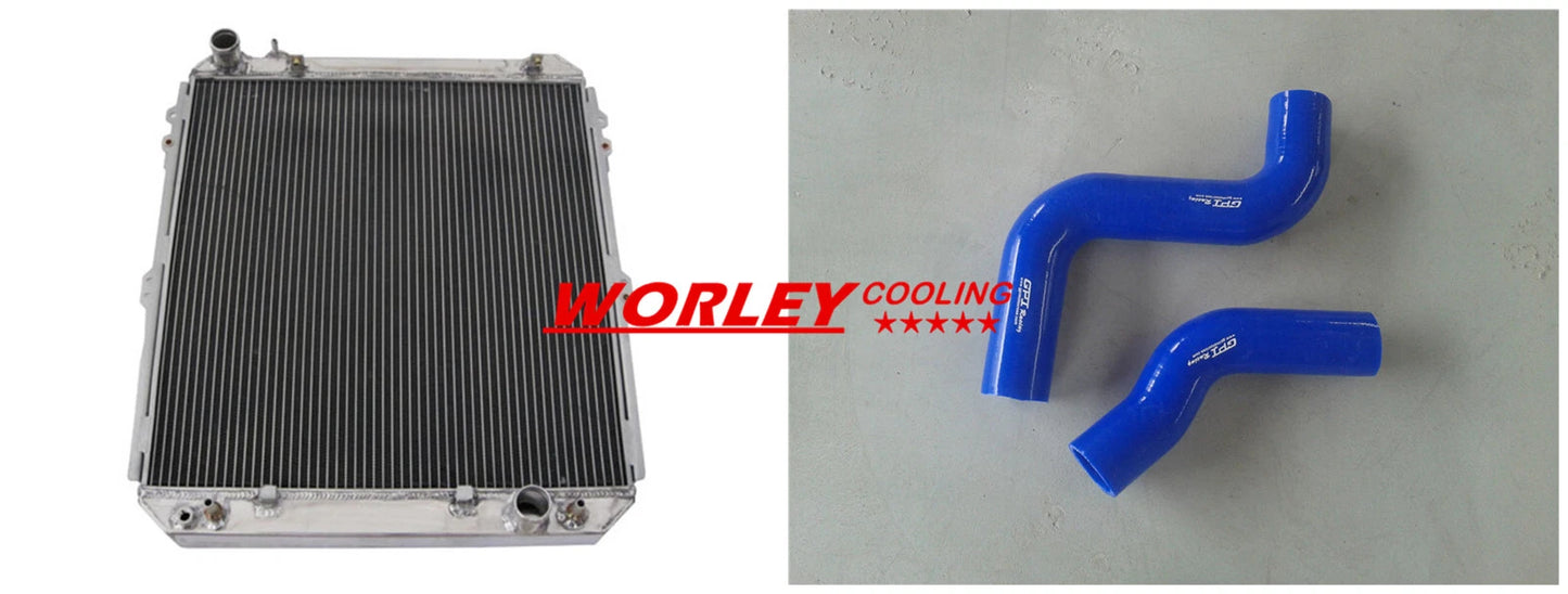 Aluminum Radiator & Blue Hoses for Hilux Surf KZN130 1KZ-TE (1993-1995)