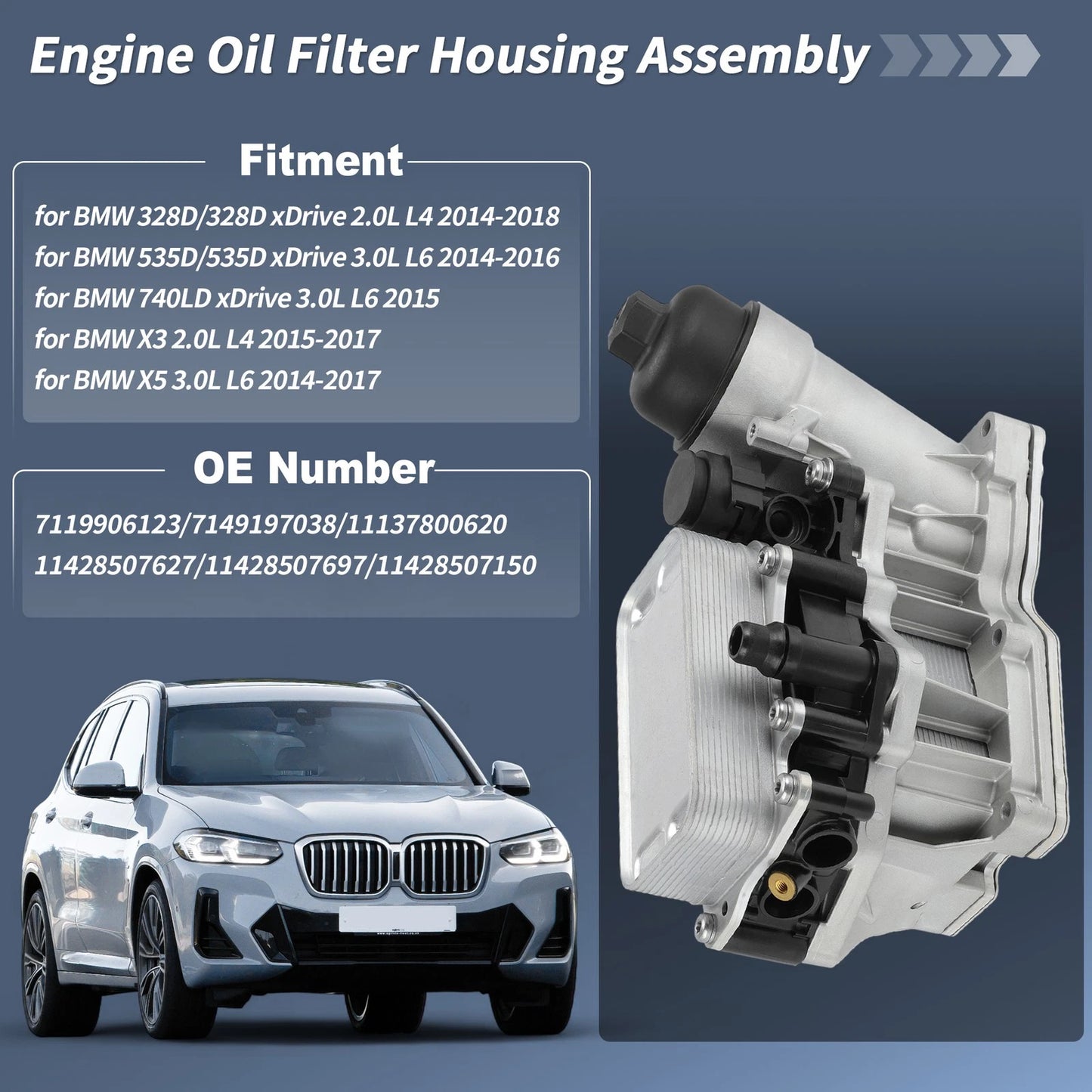 Engine Oil Filter Base Housing Assembly for BMW X3 X5 328D