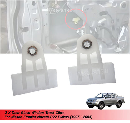 2 x Door Glass Window Track Clips for Nissan Frontier Navara D22 (1997-2003)