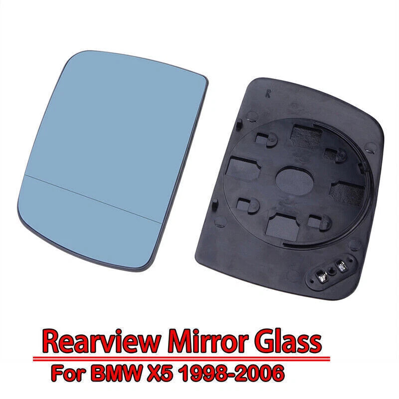 Heated Blue Rearview Mirror Glass Pair for BMW X5 E53 (2000-2006)