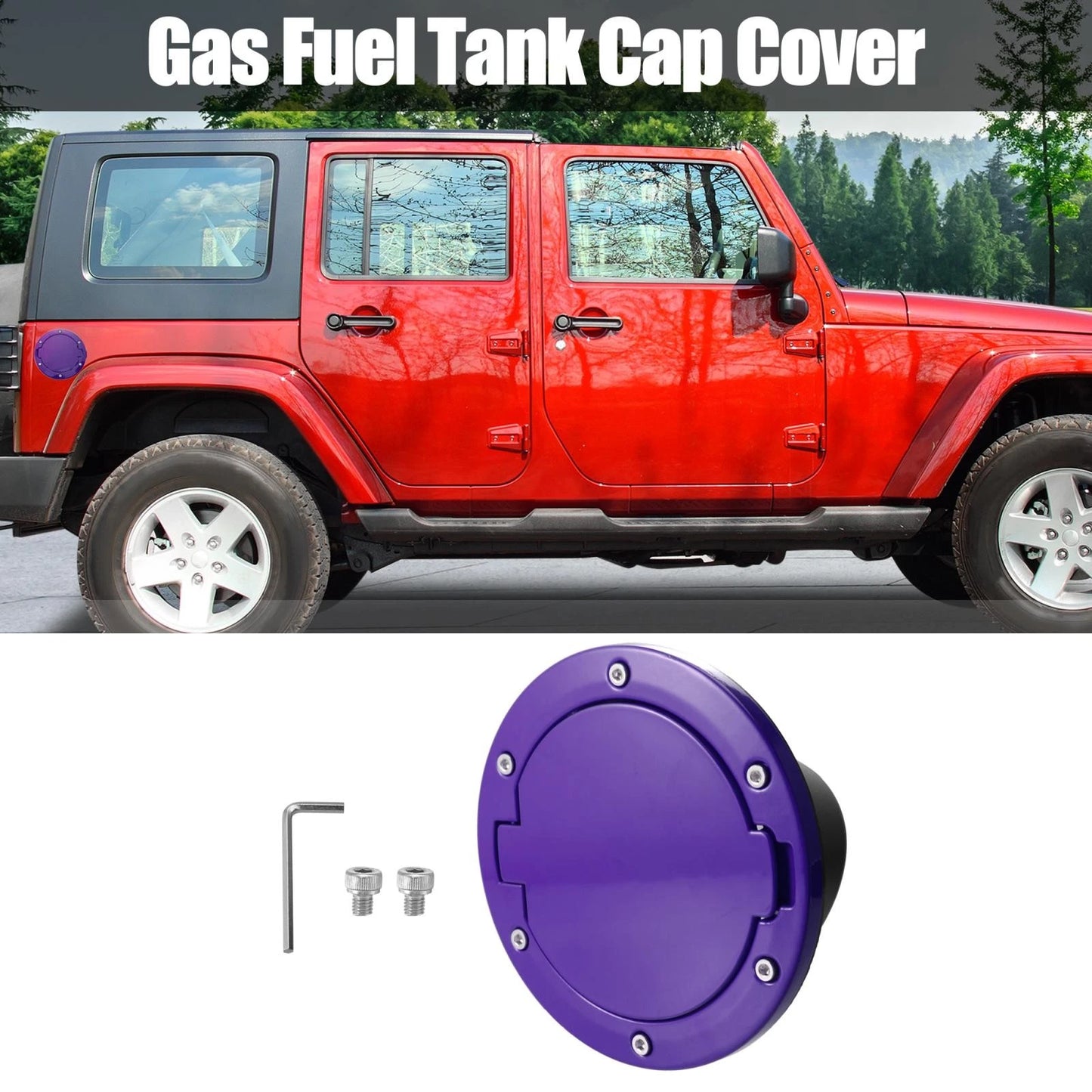 Purple Gas Fuel Tank Filler Cap Cover for Jeep Wrangler (2007-2018)