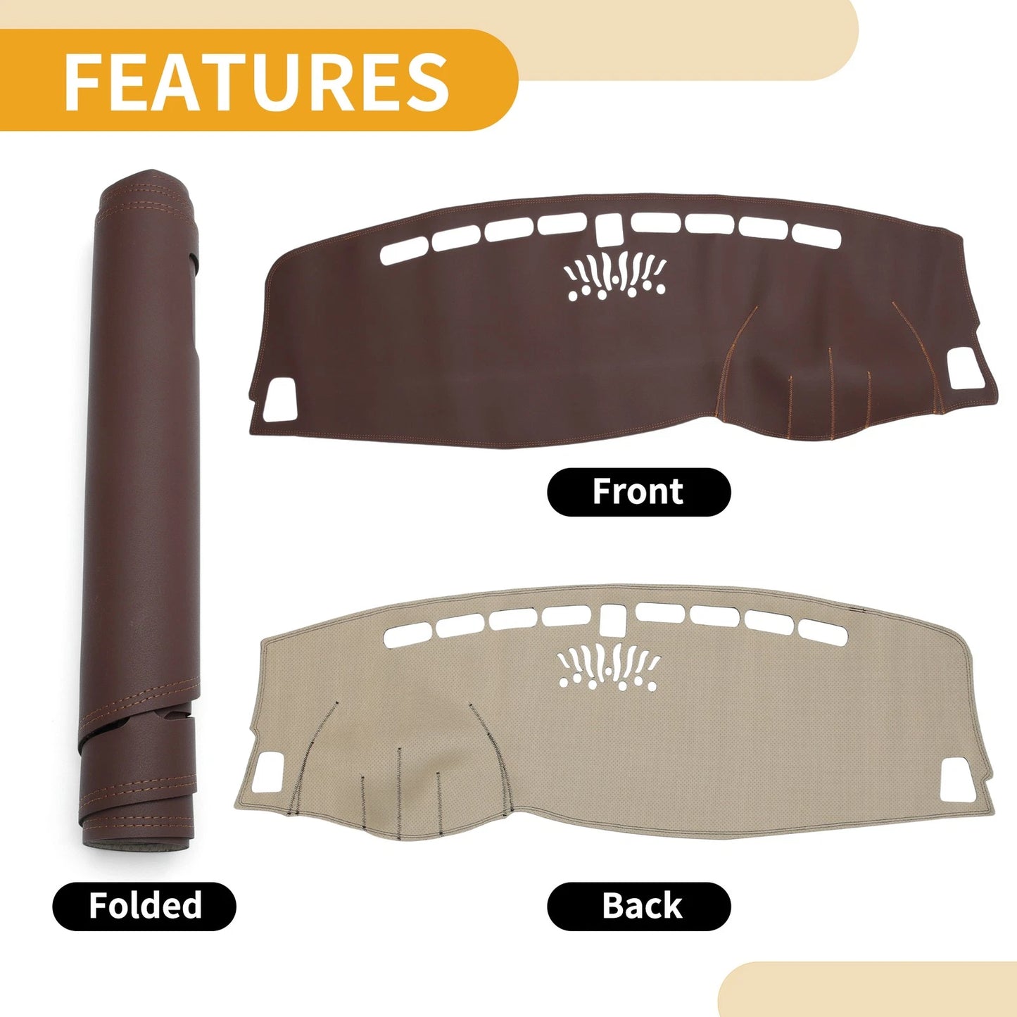 Dashboard Cover Mat for Kia Sportage (2016-2017) - Brown Anti-Slip