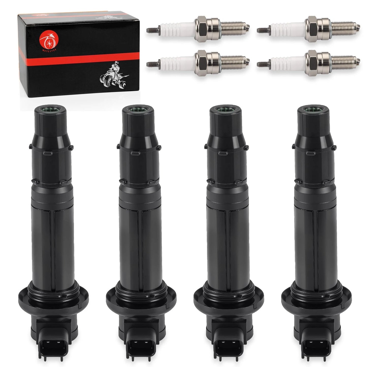 4 Pack Ignition Coils & Spark Plug for Yamaha YZF R6/R6S 2003-2009