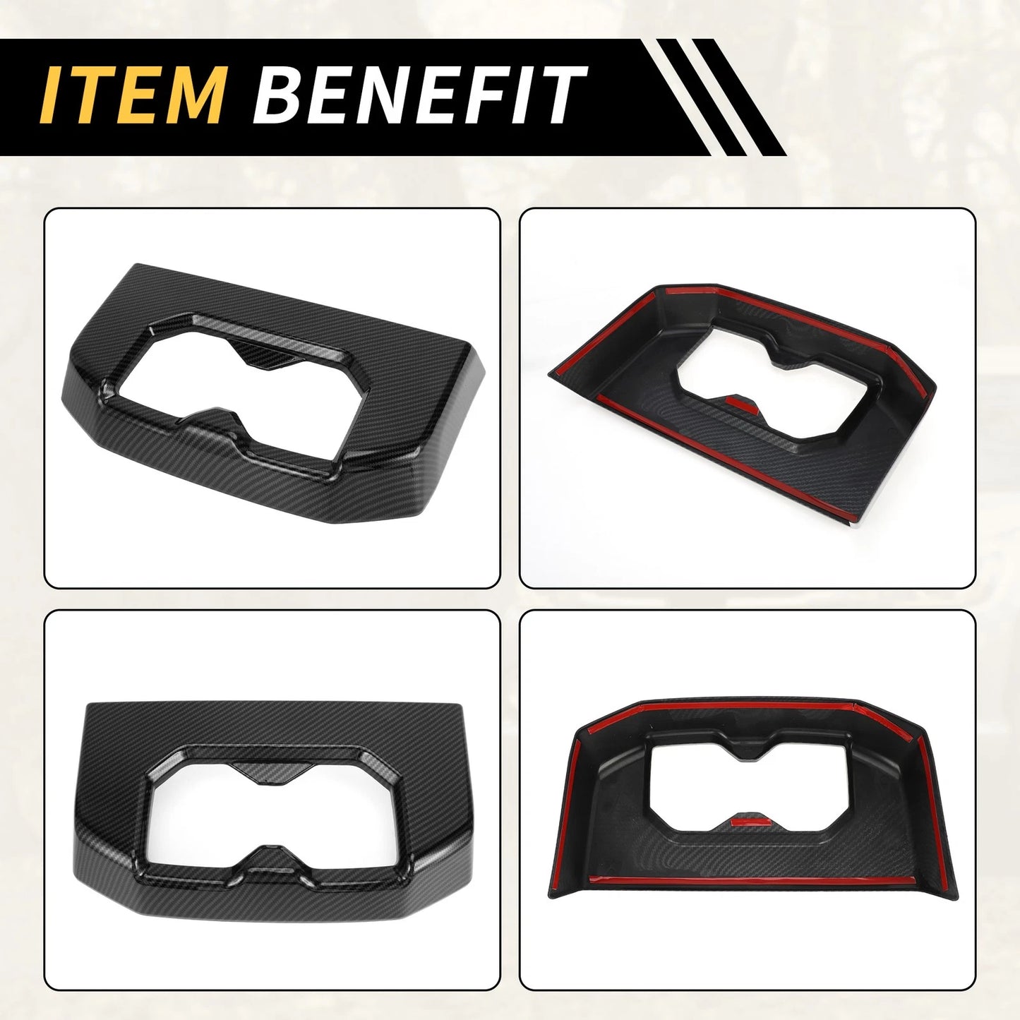 Carbon Fiber Armrest Box Rear Cup Holder Covers for Toyota Tundra (2022-2024)