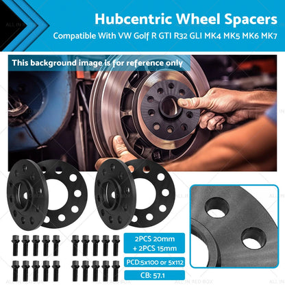 15mm/20mm Wheel Spacers for VW Golf MK4 MK5 MK6 MK7 GTI R32 GLI (1998-2020)