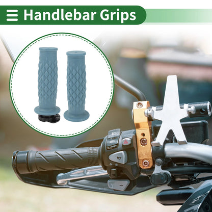 7/8" 22mm Hand Grips TPU Gray Blue Rhombus for Motorcycle