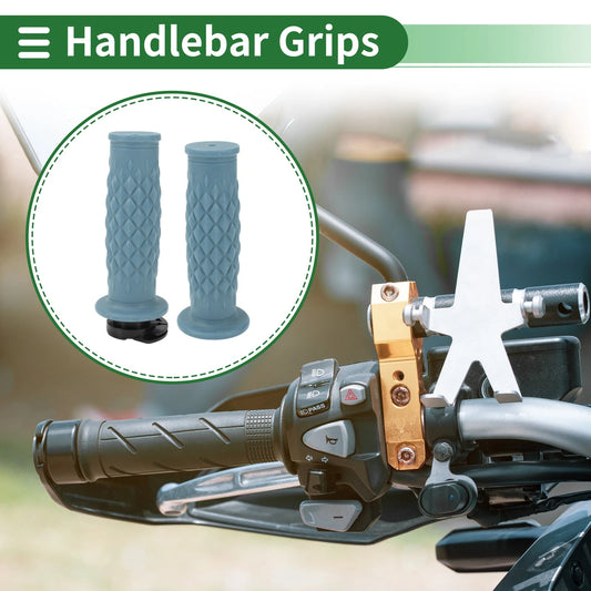 7/8" 22mm Hand Grips TPU Gray Blue Rhombus for Motorcycle