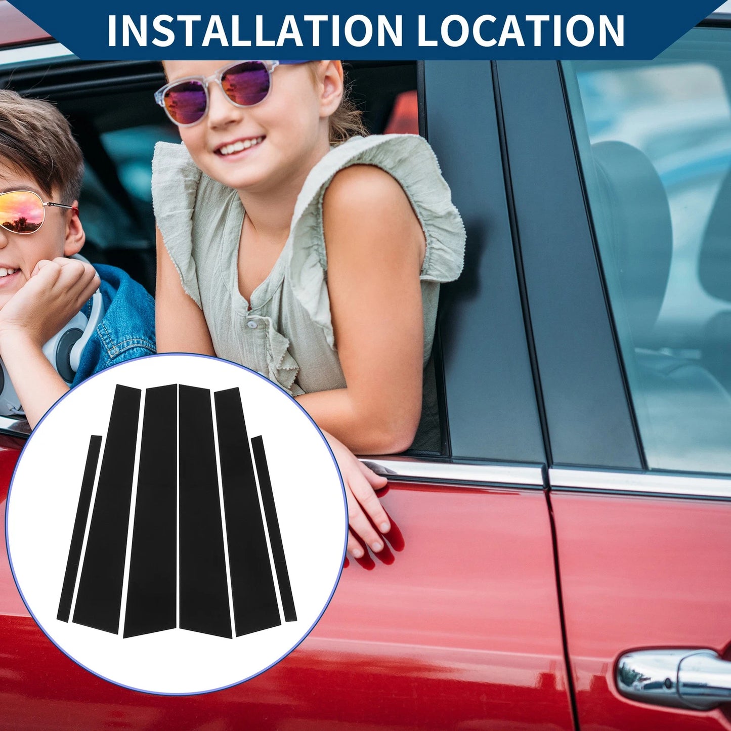 6 x Car Pillar Window Trim Covers for Honda Accord EX-L 2013-2017 Black