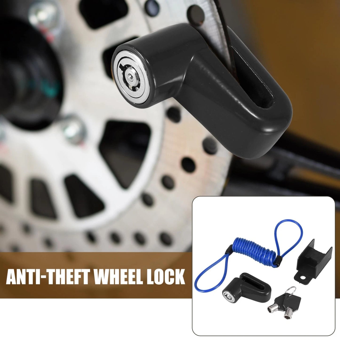 Universal Motorcycle Disc Brake Lock with Blue Rope Set