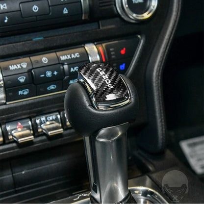 Black Carbon Fiber Gear Shift Knob Cover for Ford Mustang (2014-2018)