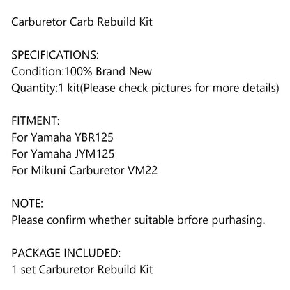 Carburetor Repair Kit for Yamaha YBR125, JYM125 (2005-2023)