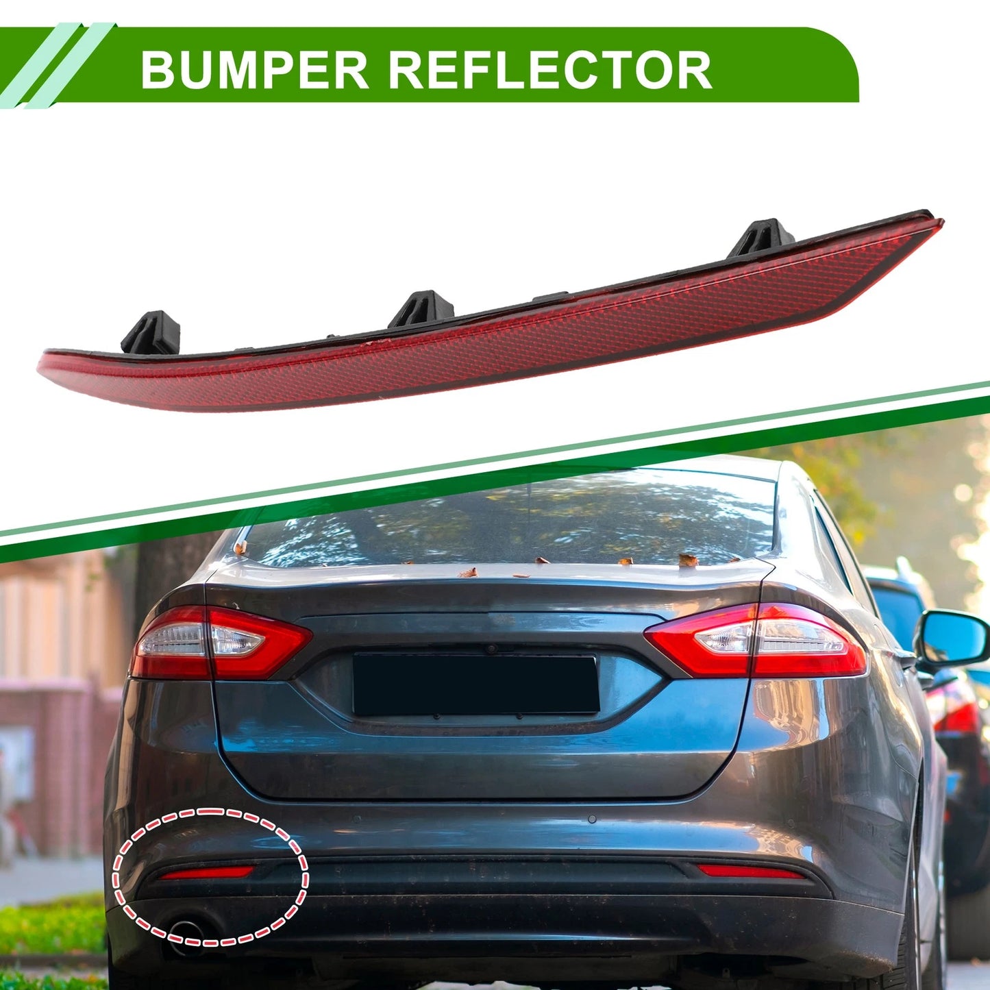Bumper Reflector for Ford Fusion 2019-2020 Red 1 x Rear Left