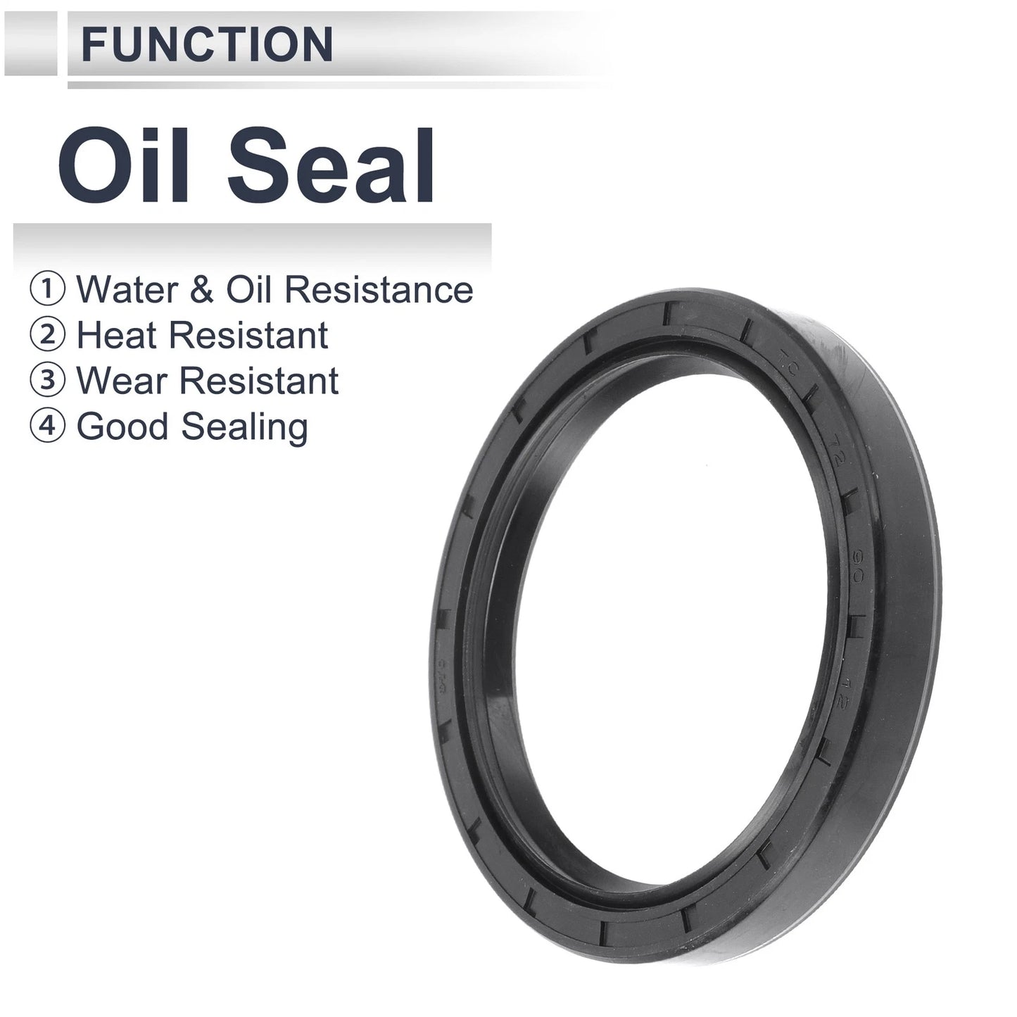 Oil Seal 72x90x12mm Nitrile Rubber Black 5 Pcs