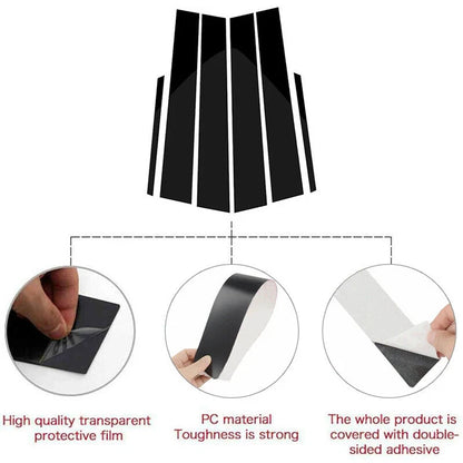 6 x Black Window Pillar Posts Trim Covers for Toyota Corolla (2014-2018)