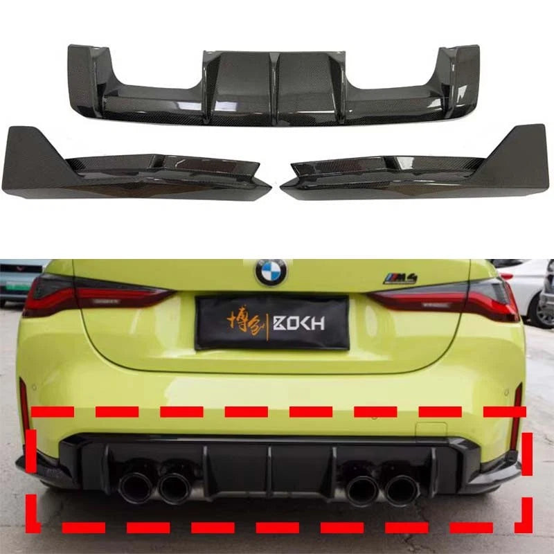 Carbon Fiber Rear Bumper Diffuser Side Splitter Trim for BMW G80 M3 G82 M4 21-23