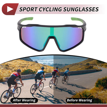 Goggles for Motorcycle Riding Green Lens Black Frame Tri-Acetyl Cellulos UV400