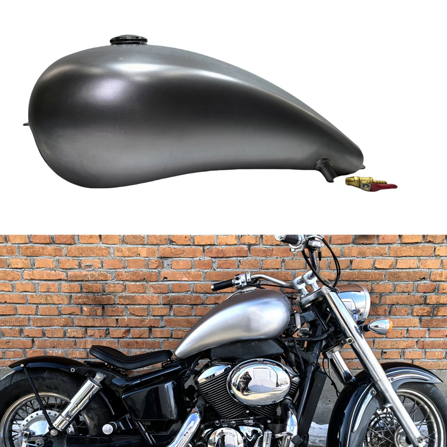 Fuel Tank for HONDA VT750 SHADOW750 1997-2003 (2 x Silver)