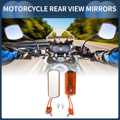 M8/M10 Rear View Mirrors, Orange Alloy, 2 x Handlebar Mirrors for Motorcycle