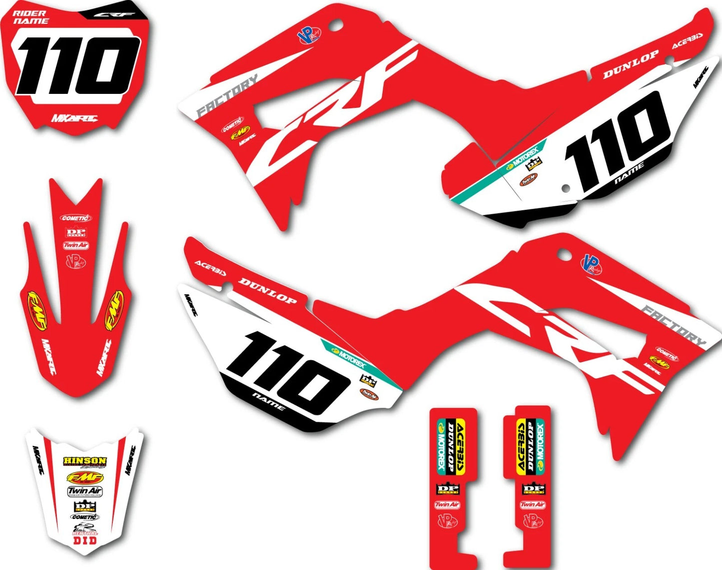 Custom Graphics Full Kit for Honda CRF 110 Spirit Style Stickers (2019-2025)