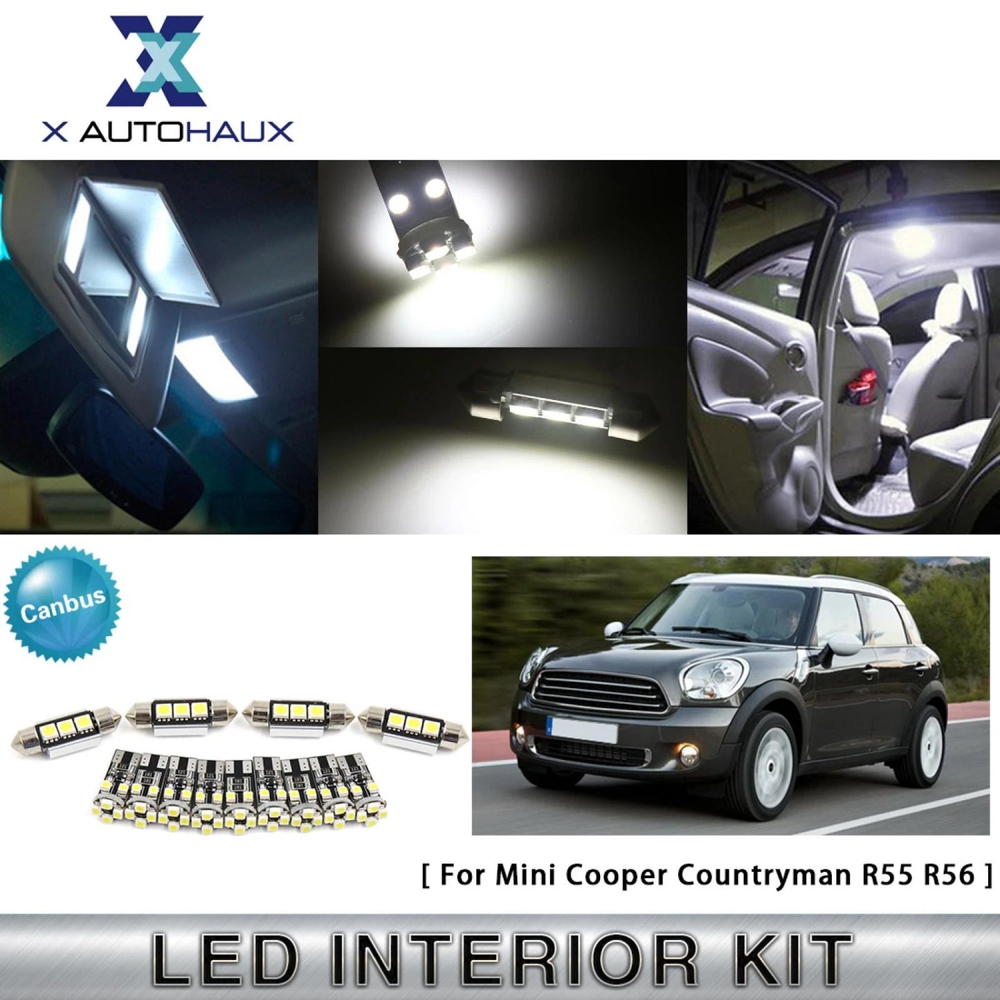 13 x Canbus LED Interior Light Kit for Mini Cooper Countryman R55 R56 (2004-2011)