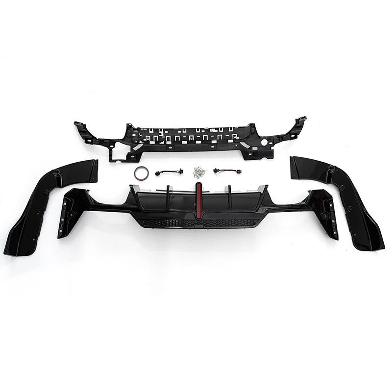 Gloss Black Rear Lower Diffuser with LED Light for 23-24 BMW 3 Series G20