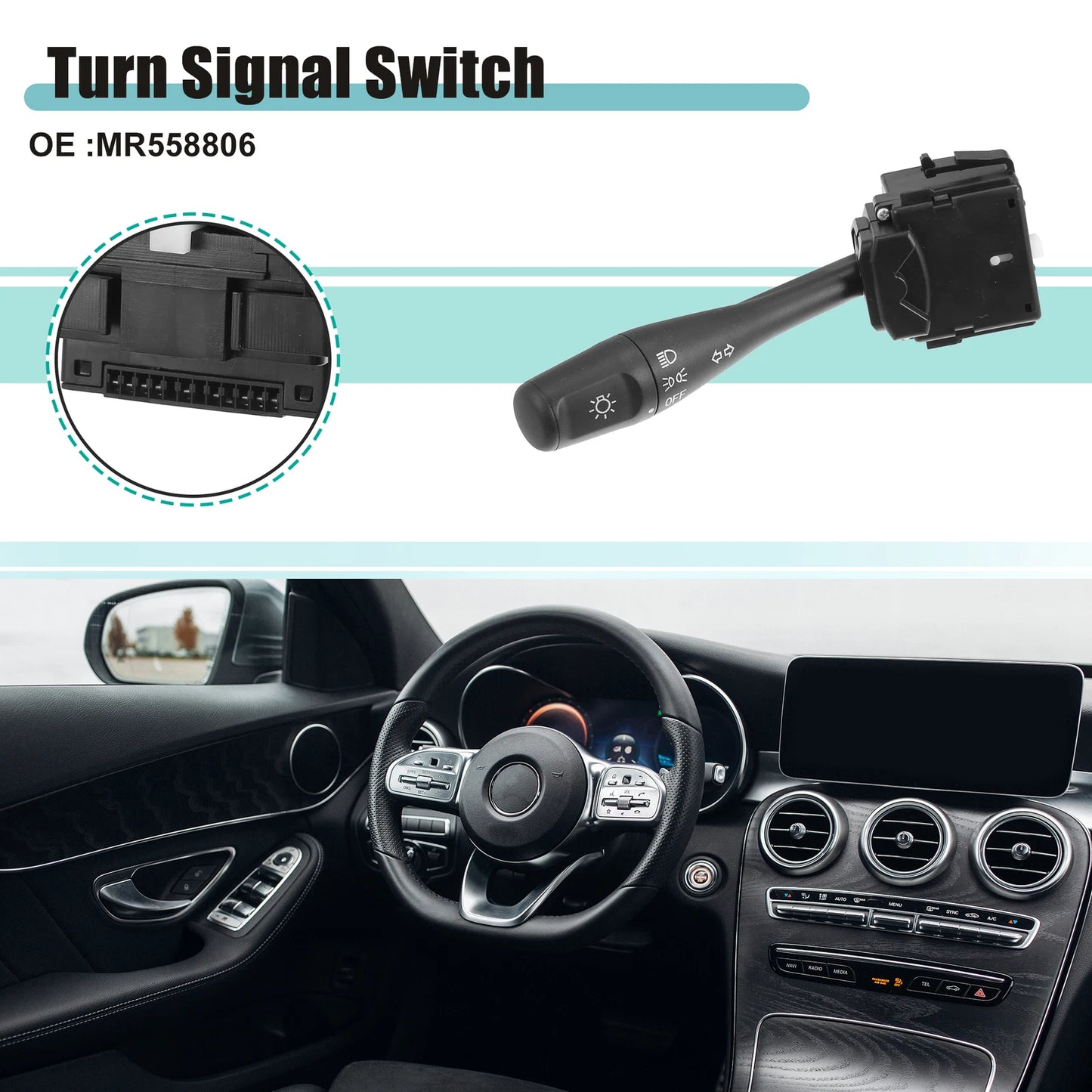 Turn Signal Switch for Chrysler Sebring, Dodge Stratus, Black (2001-2006)
