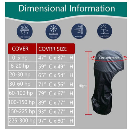 Universal Black Engine Cover for 60-100HP Outboard Motors, Trailerable