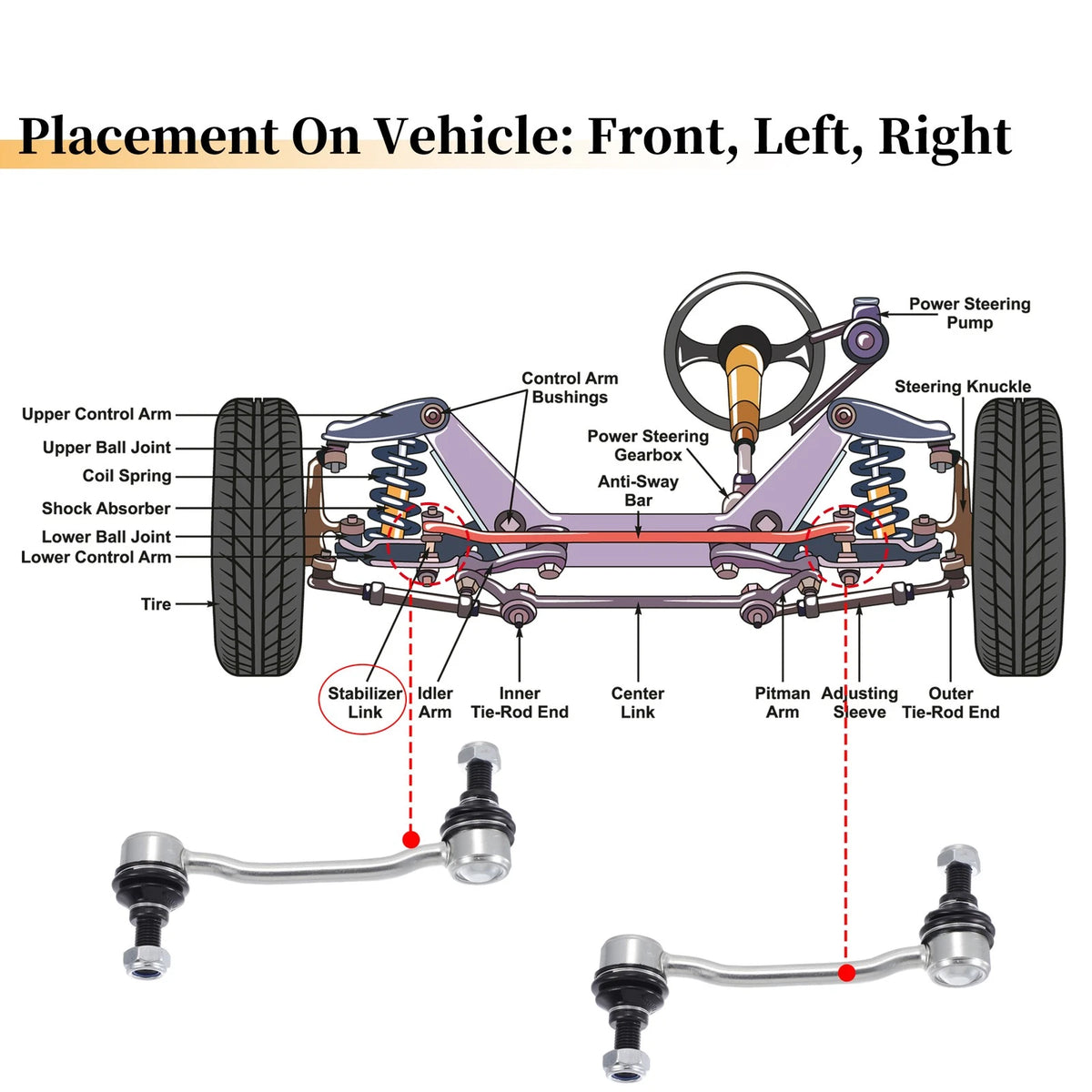 Front Stabiliser Sway Bar Links for Hyundai Azera, Kia Amanti (2006-2011)