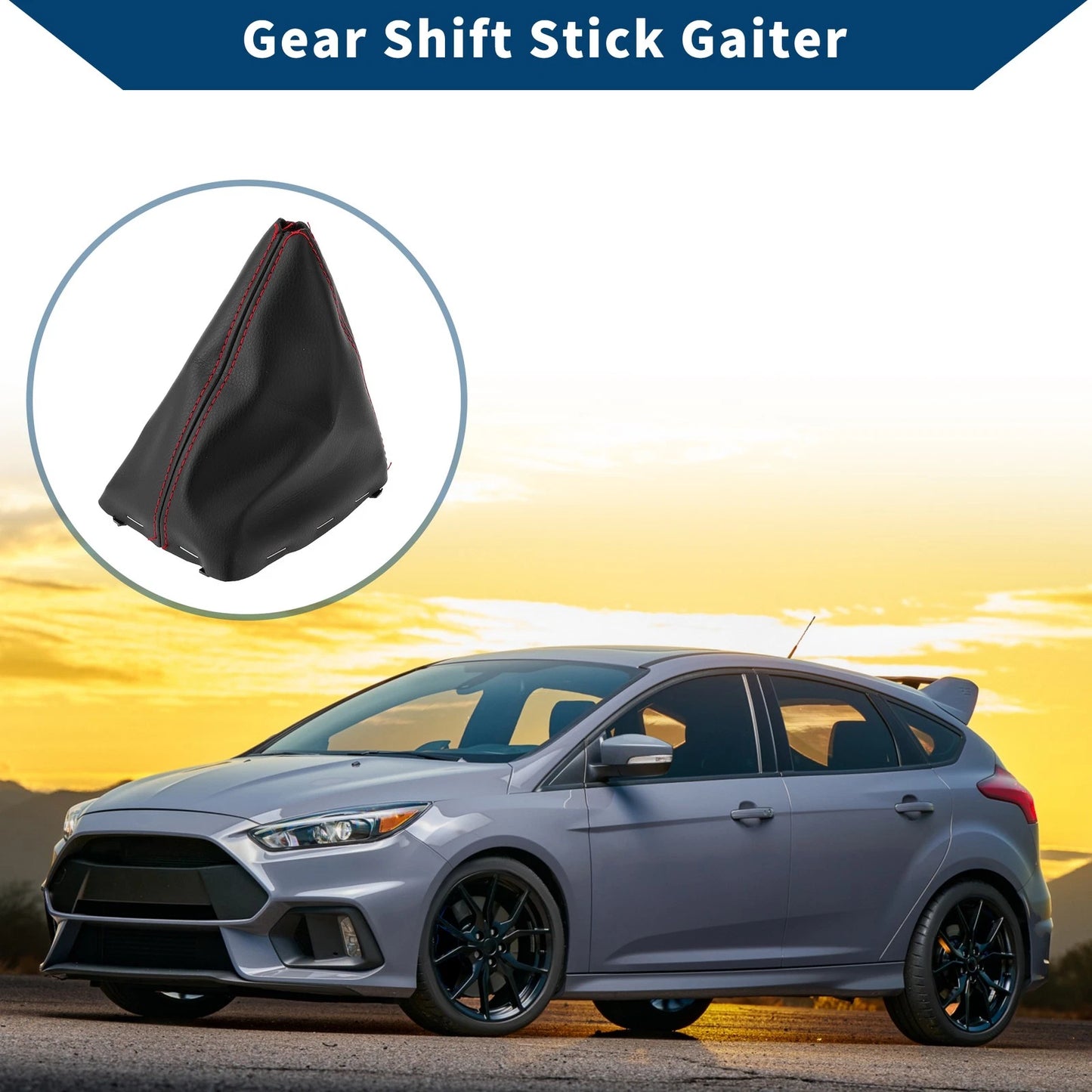 1 Pc Gear Shift Gaiter Black Red Leather for Ford Focus C-MAX (03-10)