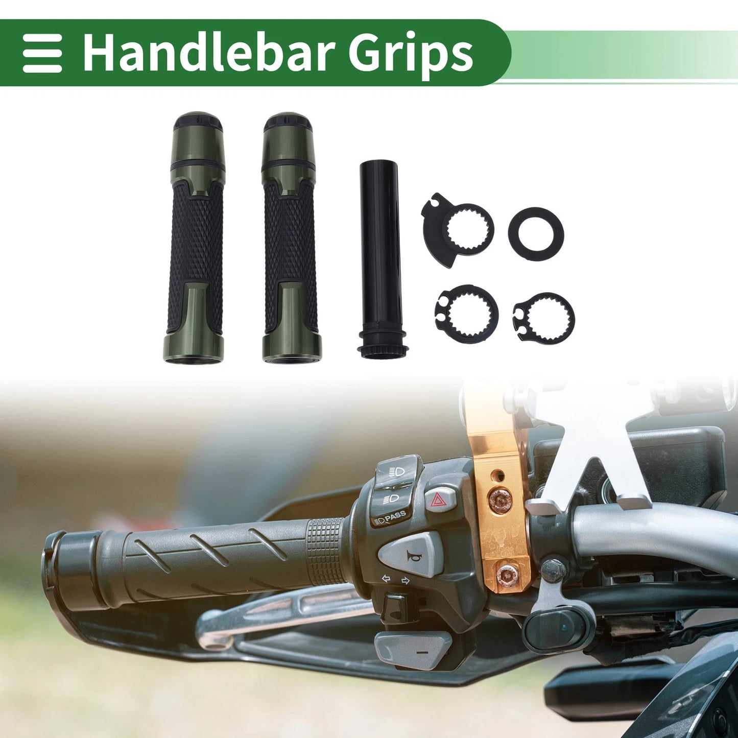 7/8" 22mm Motorcycle Hand Grips End Grip Black Titanium Tone
