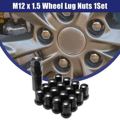 1 Set M12x1.5 Car Wheel Lug Nuts for Honda Chevy Nissan Black